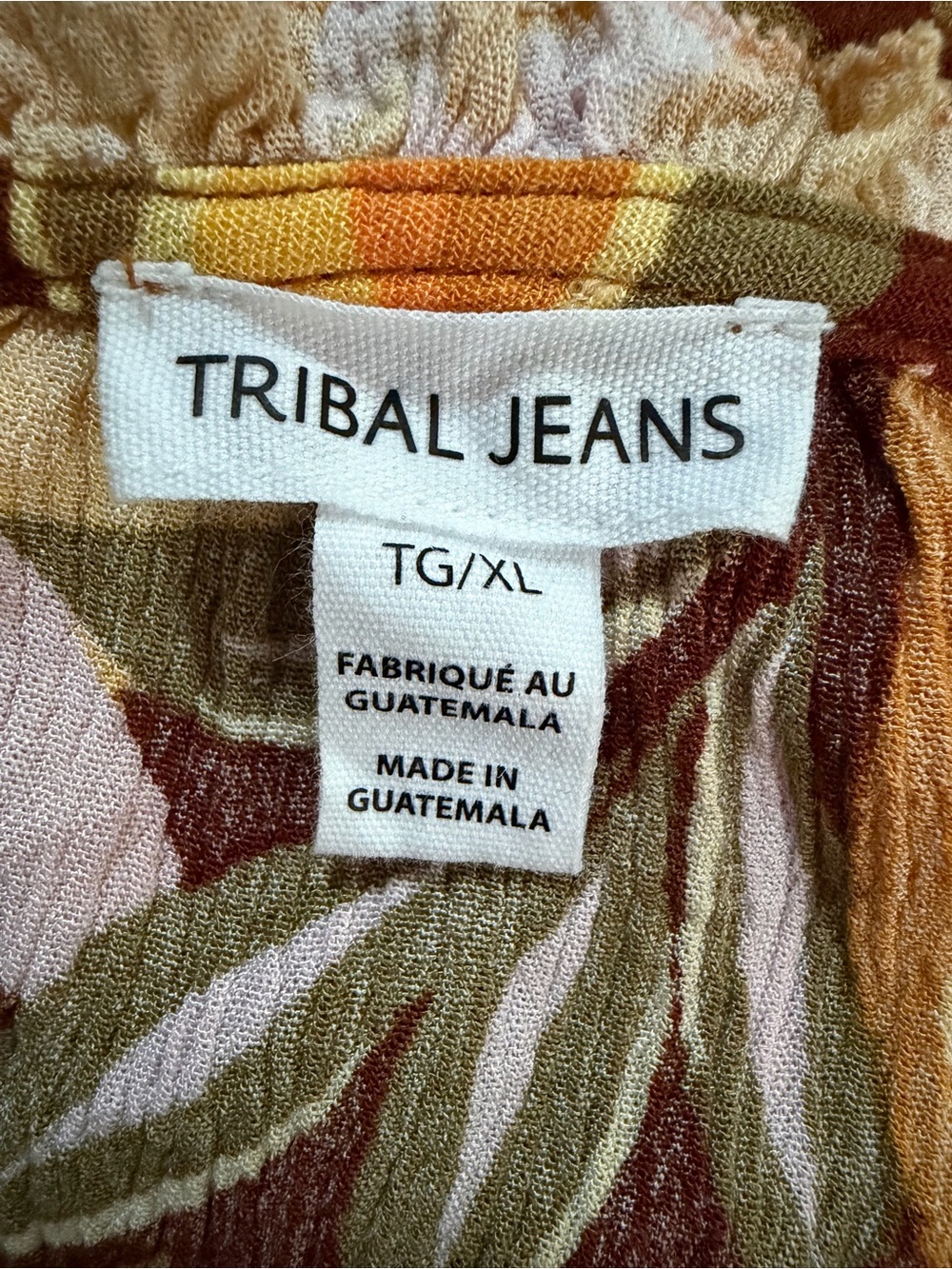 Tribal Jeans XL Floral Leaf Print Sleeveless Rayon Blouse Ruffle Trim - Picture 4 of 5